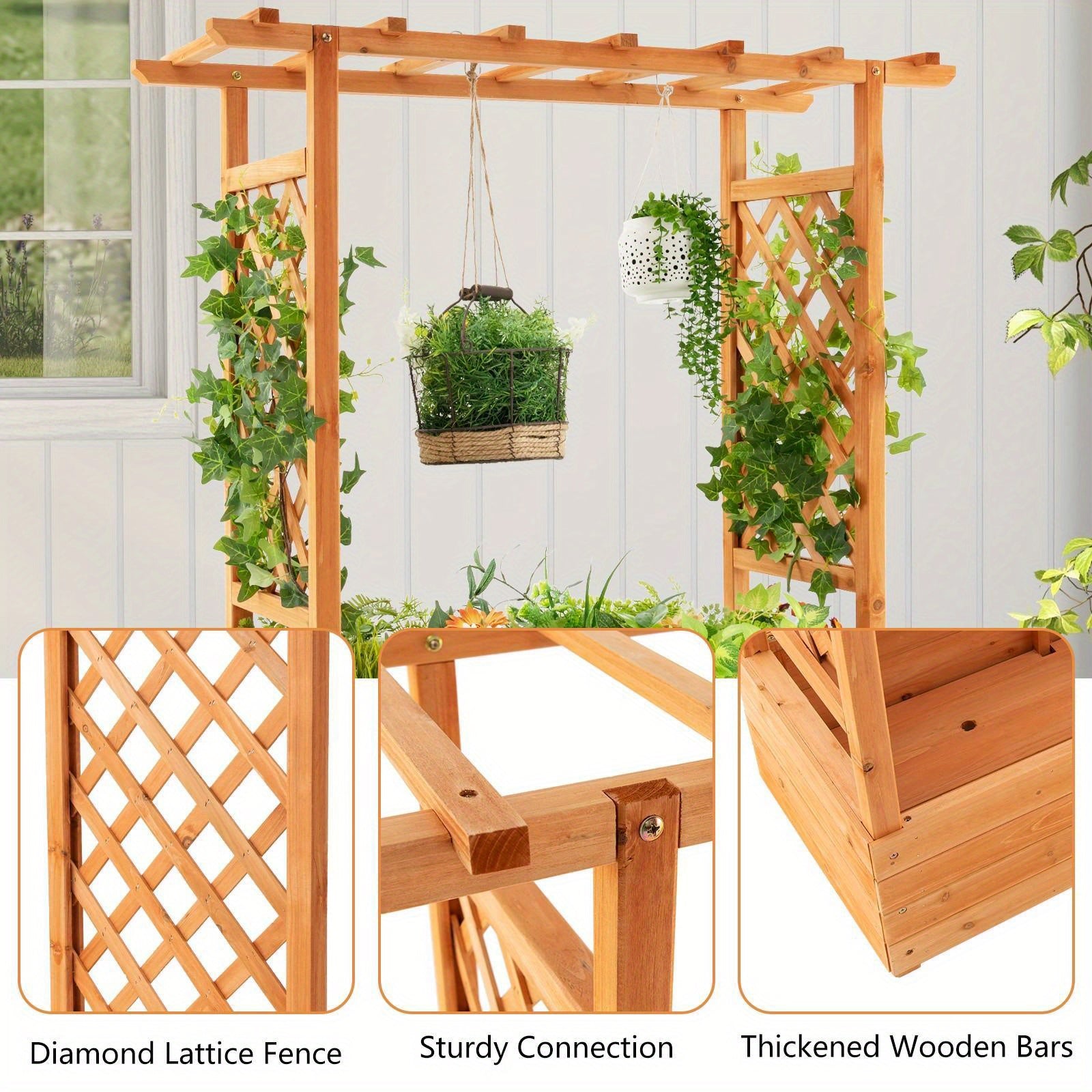 Large Wooden Raised Planter Box with Trellis by Snagg A Garden Bed