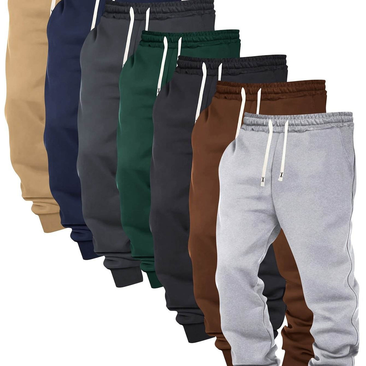 7pcs Men’s Solid Color Joggers – All-Season Sportswear Pack - SnaggIt