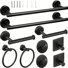 10-Piece Stainless Steel Bathroom Accessories Set by Snagg A Hook