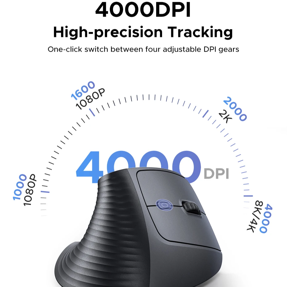 Vertical Wireless Mouse – 2.4G Ergonomic Design with 4000 DPI for PC, Laptop & Tablet by Snagg A Gaming Mouse