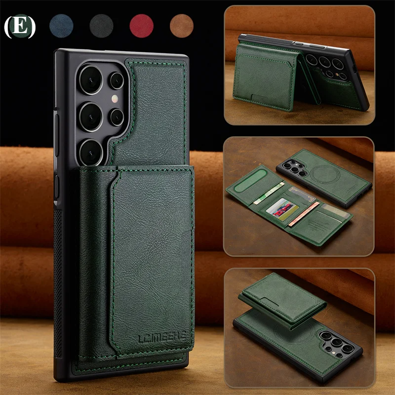 2 in 1 Luxury Magnetic Wallet Case – Samsung Galaxy S22 Series - E - Green / Phone Cases & Covers