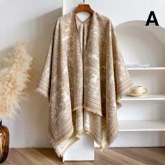 Luxury Double Sided Animal Print Poncho For Women - A - Khaki - Others In Fashion