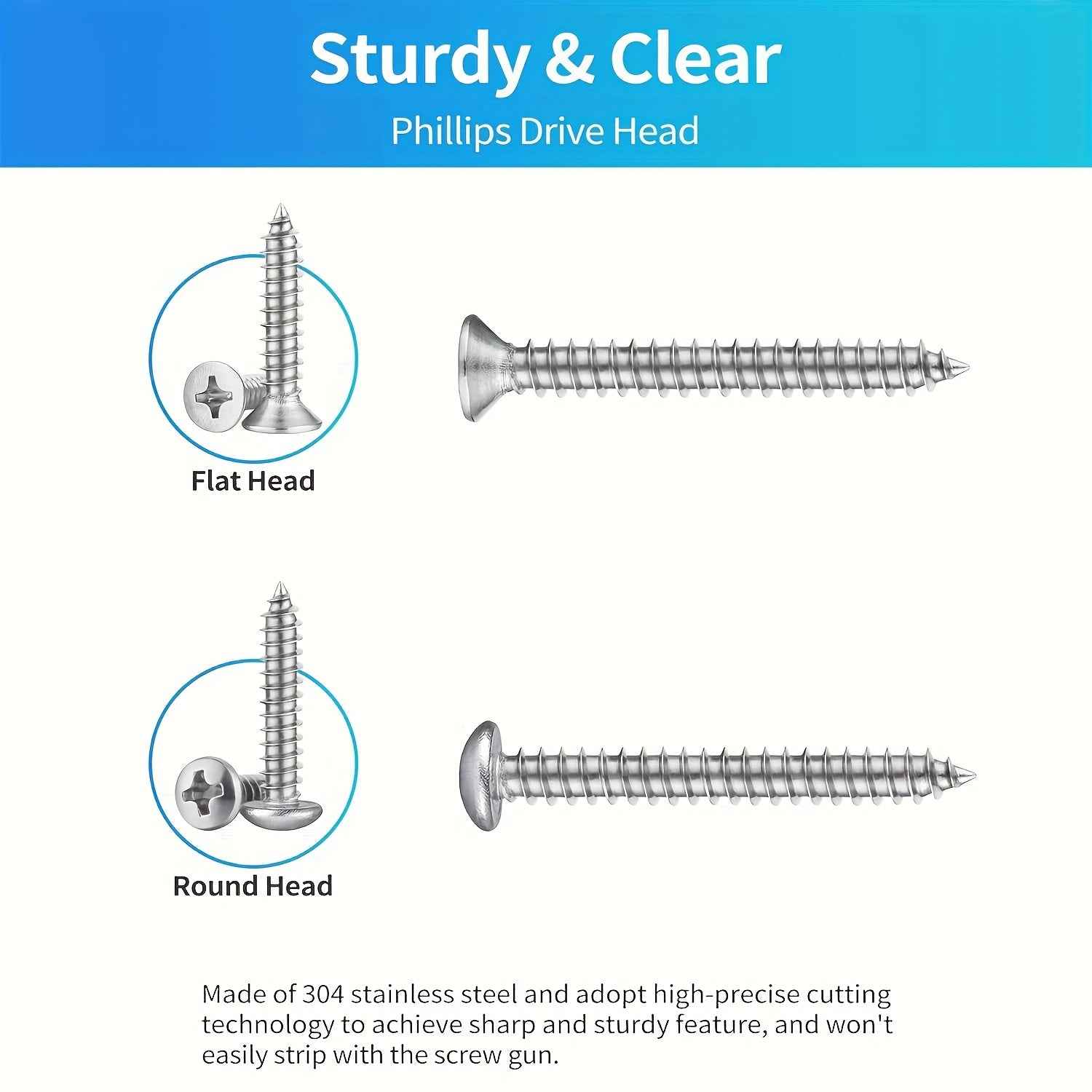 990pcs Self Tapping Screws Assortment Set M3/M4/M5/M6 - 304 stainless steel - Power Tools Gadget