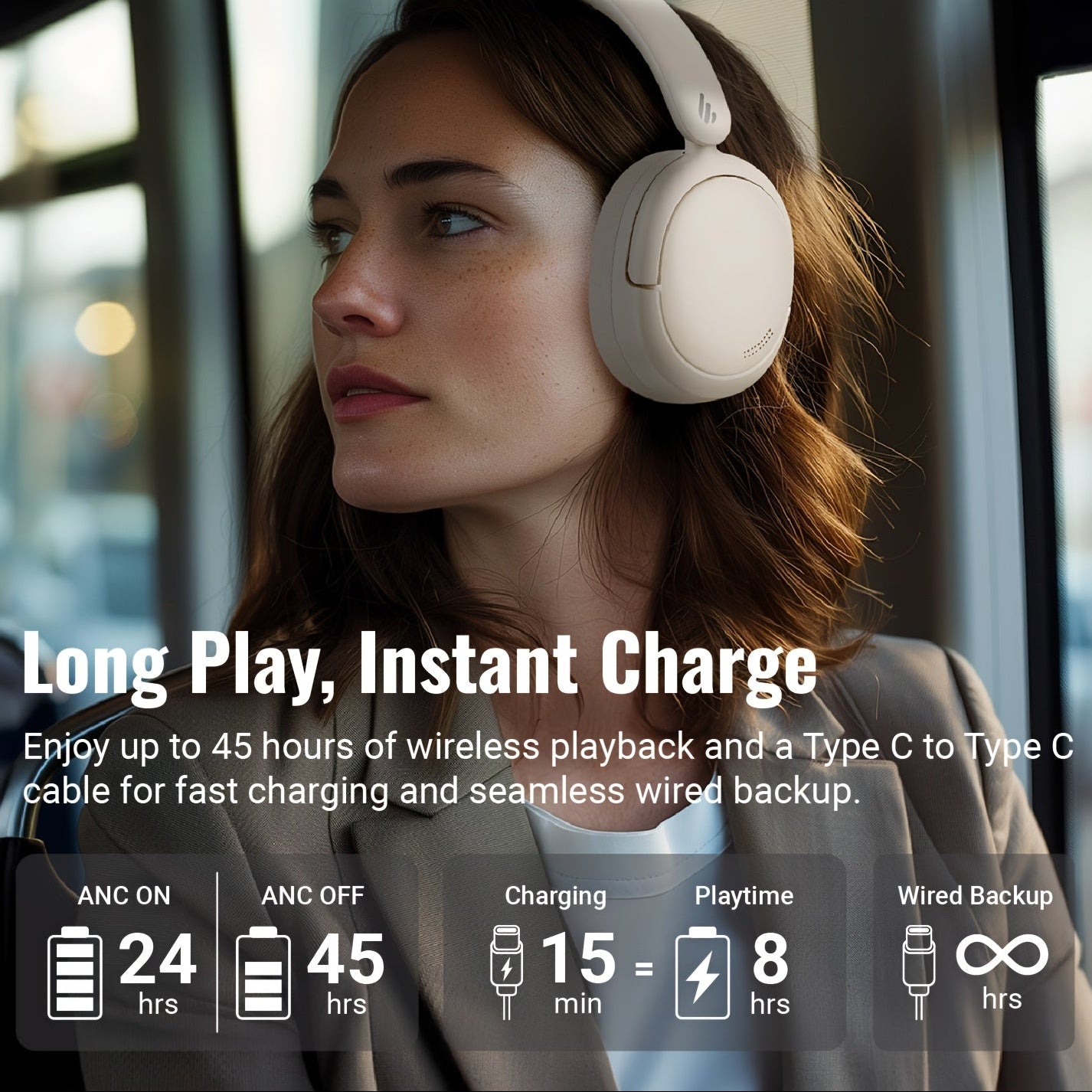Wireless ANC Headphones | Over-Ear Bluetooth Headset (45H Playtime, Fast Charging) by Snagg A Headphone