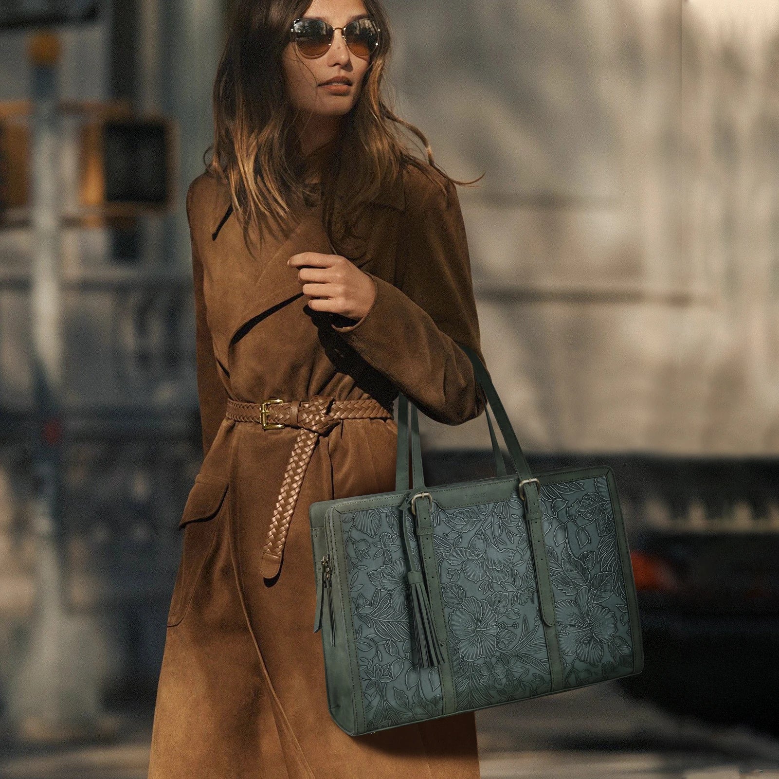 Women's Laptop Briefcase Tote 15.6" – Large Capacity 3-Layer Compartment Office Handbag
