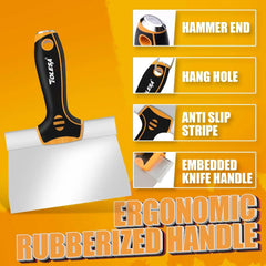 5PCS Stainless Steel Drywall Taping Knife Set 6–14” – Flexible 0.5mm Blades for Wall Repair, Patching & Finishing