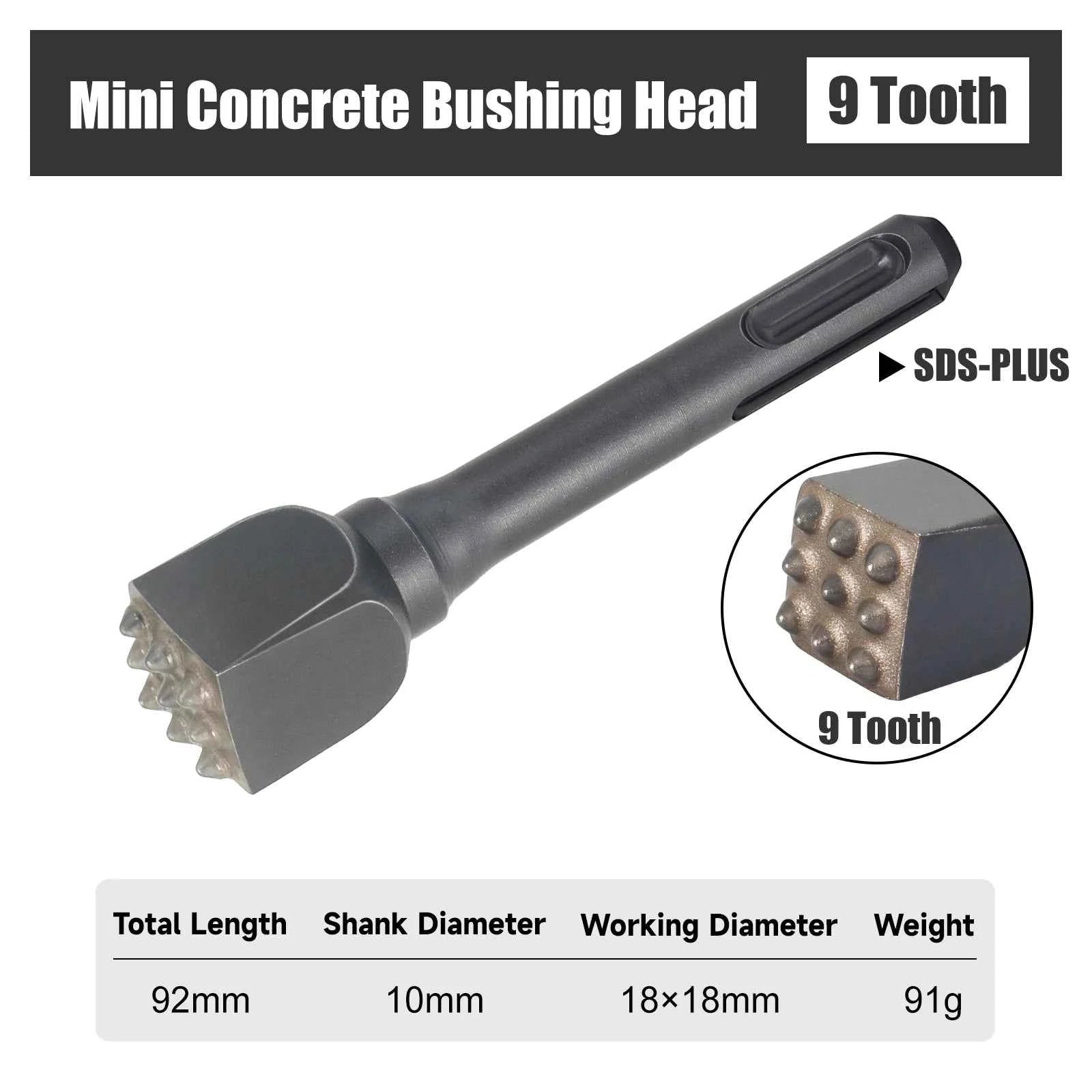 Mini SDS PLUS Concrete Bushing Head | Precision Scabbling & Surface Prep Tool