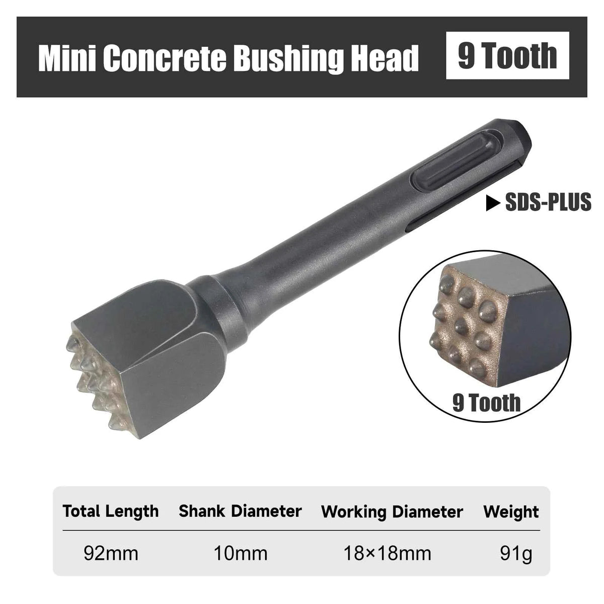 Mini SDS PLUS Concrete Bushing Head | Precision Scabbling & Surface Prep Tool