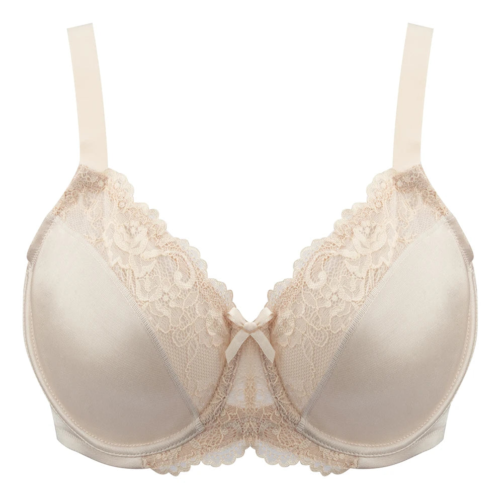 Floral Lace Minimizer T-Shirt Bra | Full Coverage Unlined Non-Padded Everyday Comfort