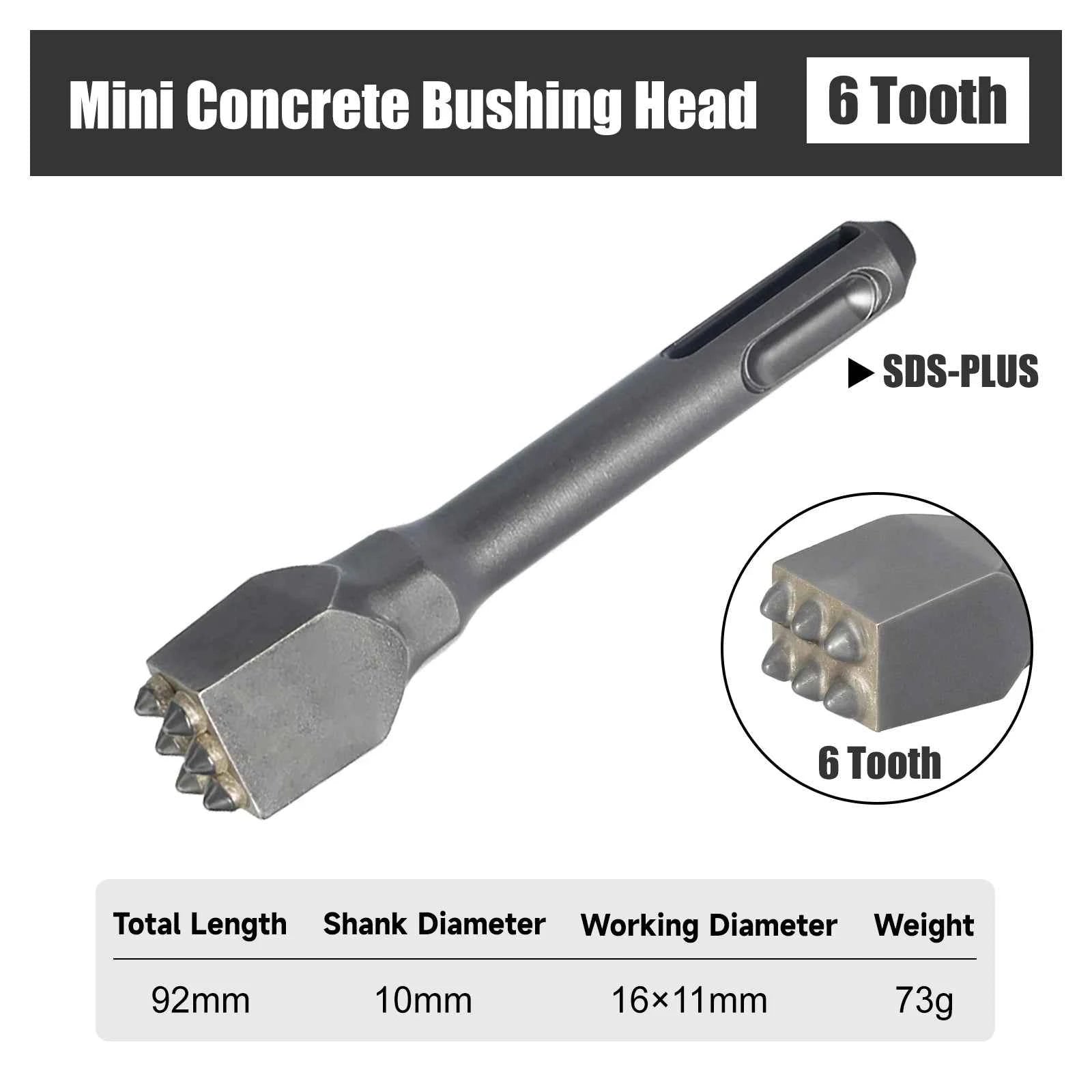 Mini SDS PLUS Concrete Bushing Head | Precision Scabbling & Surface Prep Tool
