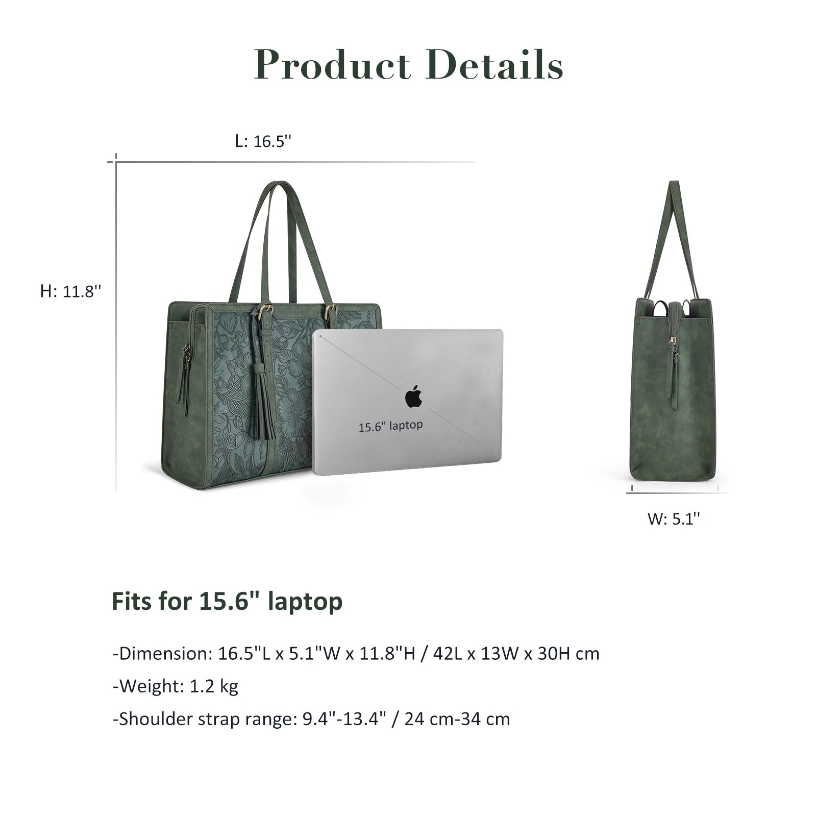 Women's Laptop Briefcase Tote 15.6" – Large Capacity 3-Layer Compartment Office Handbag