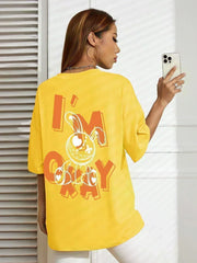 "I'm Okay" Cute Bunny Graphic Tee, Soft Oversized Streetwear T-Shirt