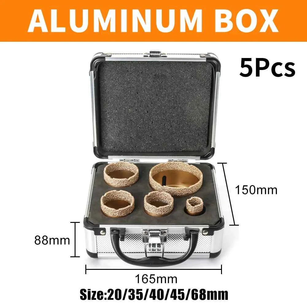 15 Piece Professional Vacuum Brazed Diamond Core Bit Set & M14 Threaded Masonry Hole Saw Kit