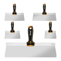 5PCS Stainless Steel Drywall Taping Knife Set 6–14” – Flexible 0.5mm Blades for Wall Repair, Patching & Finishing
