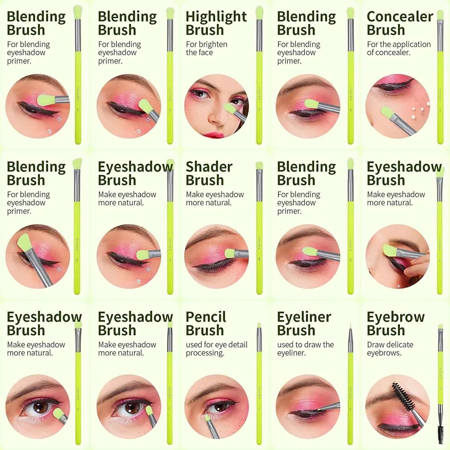 Professional Neon Green Master Series – High-Visibility Precision Makeup Brush Collection