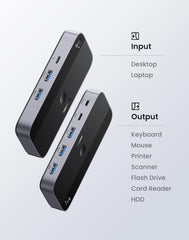 USB 3.0 KVM Switch 2 PC Sharing Hub for Keyboard, Mouse, Printer & Up to 4 USB Devices by Snagg A USB Switch