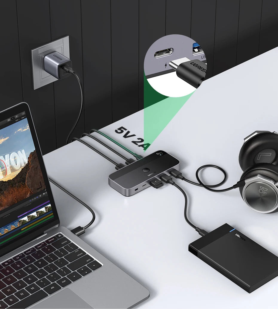 USB 3.0 KVM Switch 2 PC Sharing Hub for Keyboard, Mouse, Printer & Up to 4 USB Devices by Snagg A USB Switch