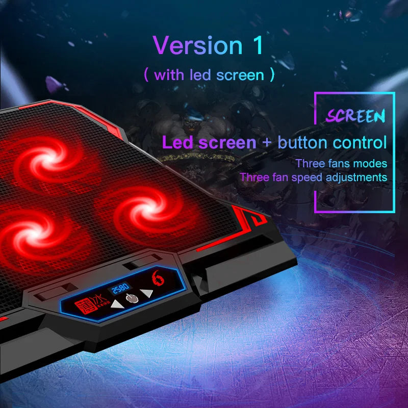 17″ Gaming Laptop Cooling Pad Six Fan Design with LED Display by Snagg A Cooling Pad