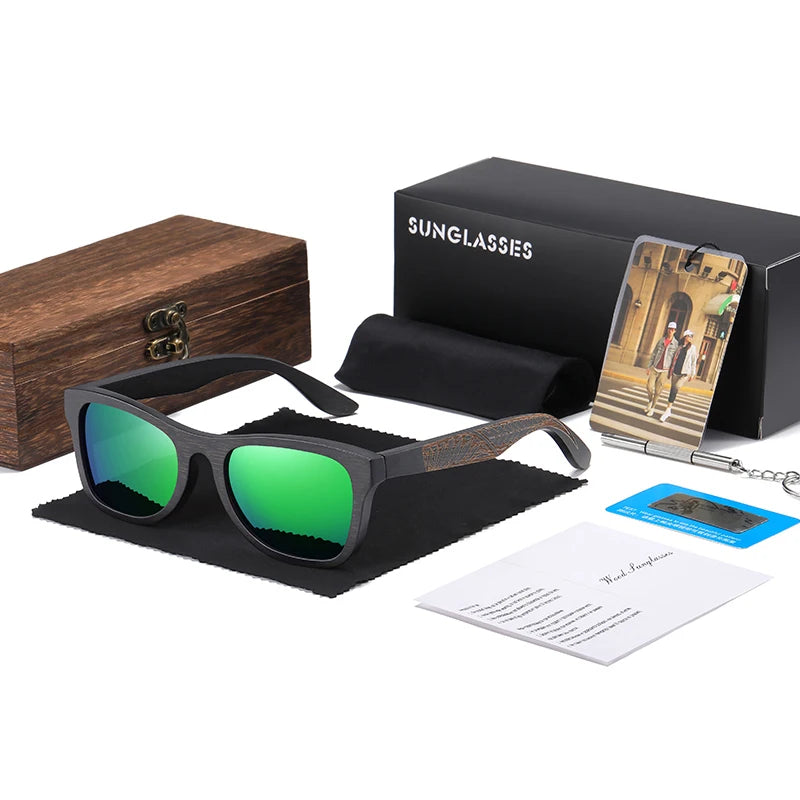 Handmade Black Bamboo Wooden Frame Sunglasses by Snagg It Sunglasses