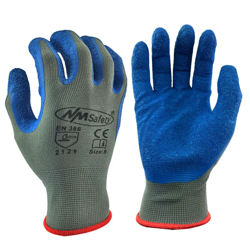 12 Pieces/ 6 Pairs Safety Work Protective Gloves Construction Builders Grip Knit Polyester Cotton Guantes For Gardening by Snagg A Gloves