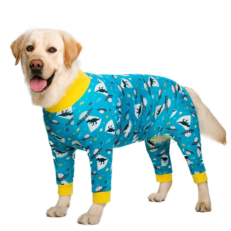 Dog Pyjama Jumpsuit for Medium & Large Dogs – Cosy Full-Cover Belly Recovery Suit (Cuttable Panel)
