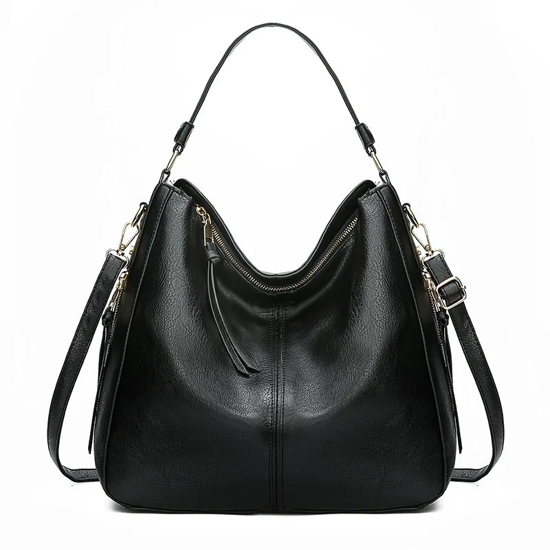Faux Leather Large Vintage Hobo Tote – European Designer Crossbody & Shoulder Bag for Women