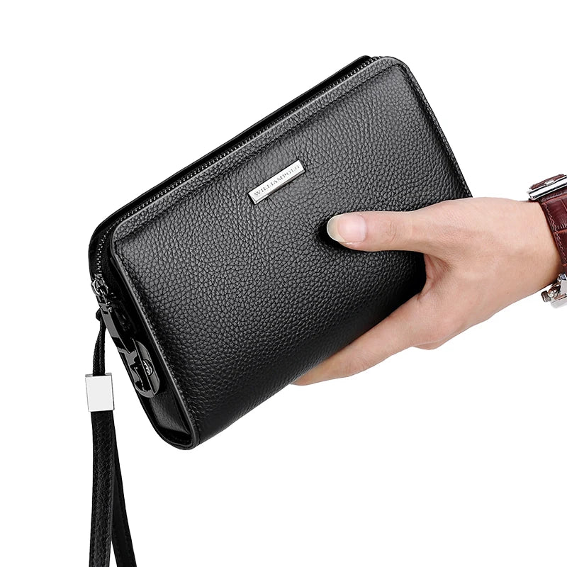 Genuine Leather Lock Clutch Wallet