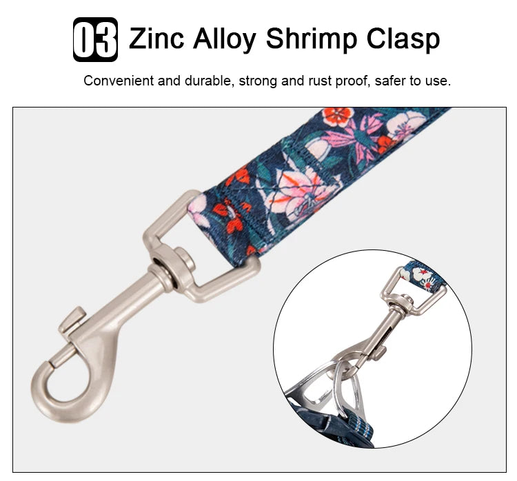 Floral Pet Leash with Neoprene Padded Handle by Snagg A Leash