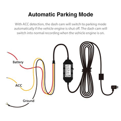 Smart ACC Hardwire Kit with Battery Protection | 24/7 Parking Surveillance for Dash Cams