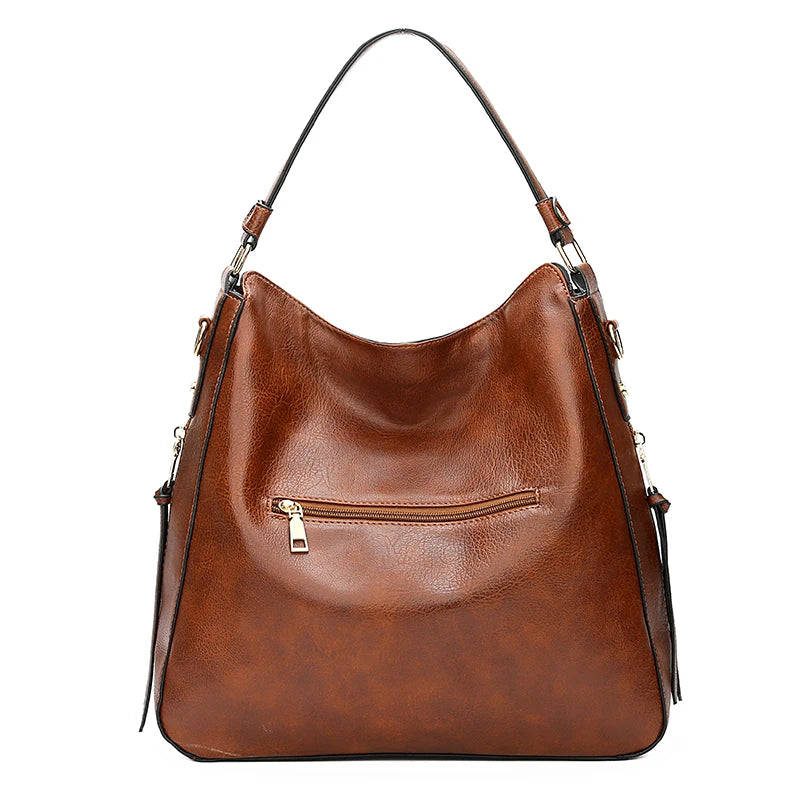 Faux Leather Large Vintage Hobo Tote – European Designer Crossbody & Shoulder Bag for Women