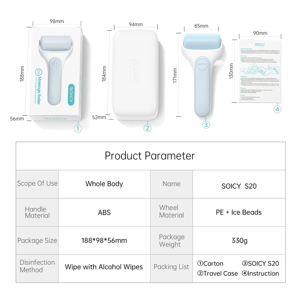 Cooling Facial & Body Massage Roller for Puffiness, Skin Rejuvenation & Relaxation