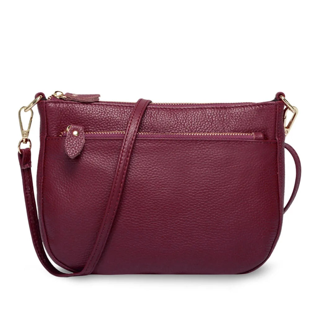 100% Genuine Leather Small Flap Crossbody Bag – Simple Women's Shoulder Purse & Messenger Wallet