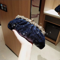 Luxy Moon Dark Blue Sequin Evening Clutch