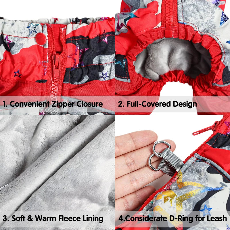 Puffer Dog Snow Suit – Full-Cover Belly Winter Overalls for Small Dogs (Boy & Girl)
