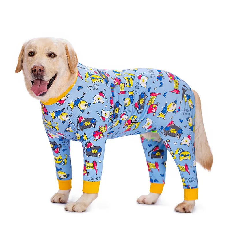 Dog Pyjama Jumpsuit for Medium & Large Dogs – Cosy Full-Cover Belly Recovery Suit (Cuttable Panel)