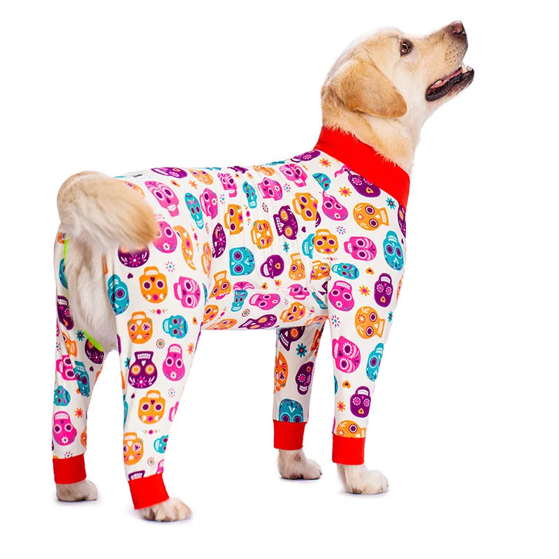 Dog Pyjama Jumpsuit for Medium & Large Dogs – Cosy Full-Cover Belly Recovery Suit (Cuttable Panel)