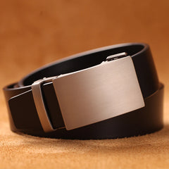 Men’s Genuine Cow Leather Belt — Automatic Buckle Business Strap