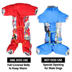 Puffer Dog Snow Suit – Full-Cover Belly Winter Overalls for Small Dogs (Boy & Girl)