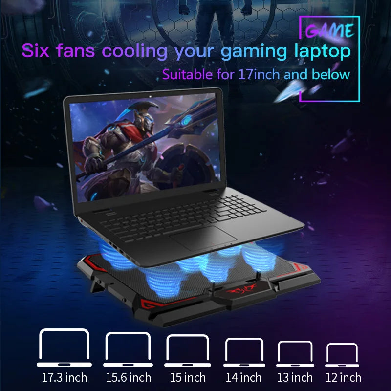 17″ Gaming Laptop Cooling Pad Six Fan Design with LED Display by Snagg A Cooling Pad
