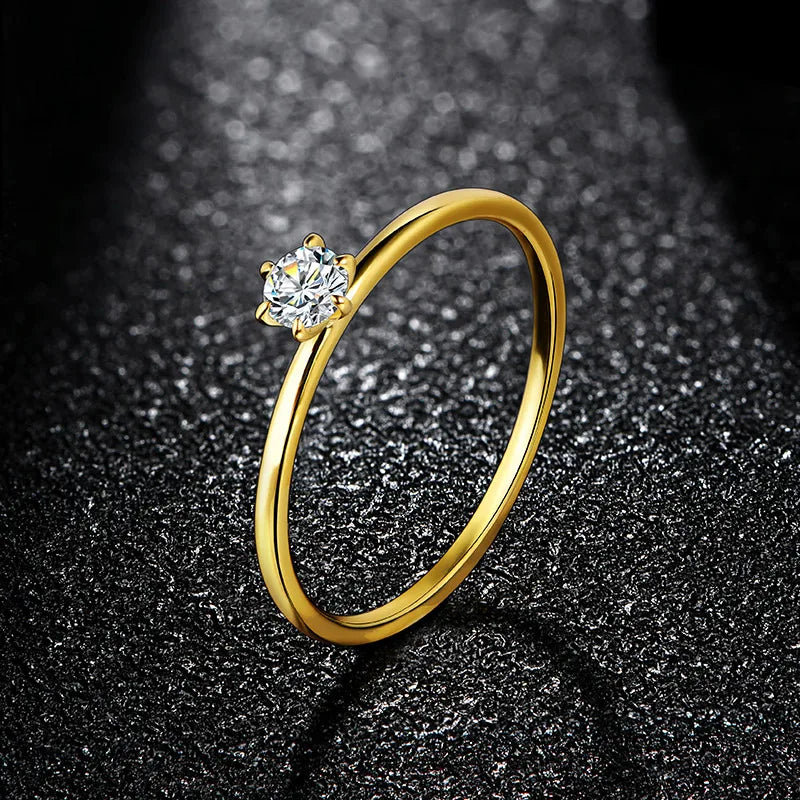 14K–18K Yellow Gold Moissanite Ring