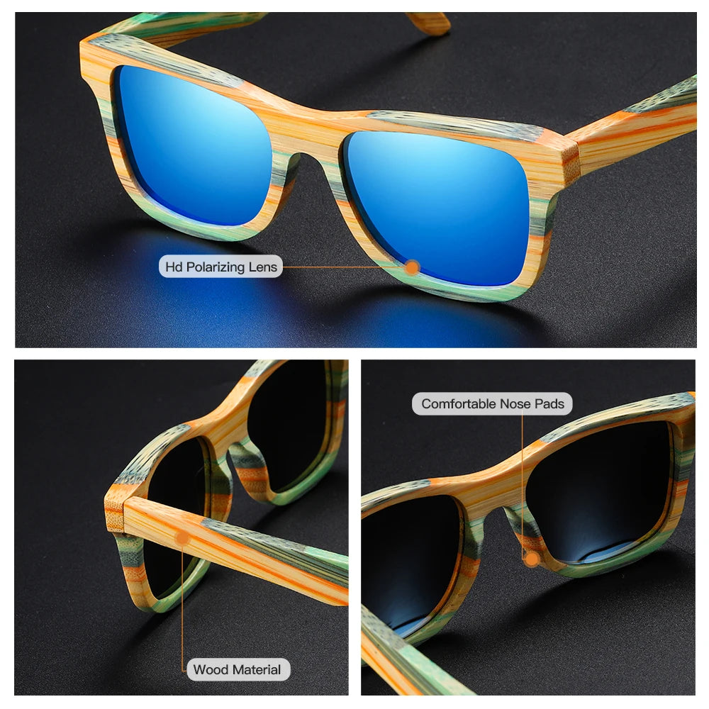 Skateboard Wood Bamboo Pilot Sunglasses by Snagg It Sunglasses