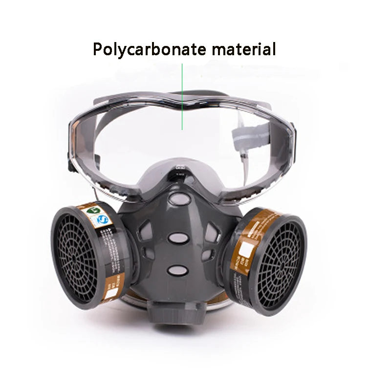 Gas Mask Respirator Set with Dual Charcoal Filters & Anti-Fog Glasses by Snagg A Face Mask