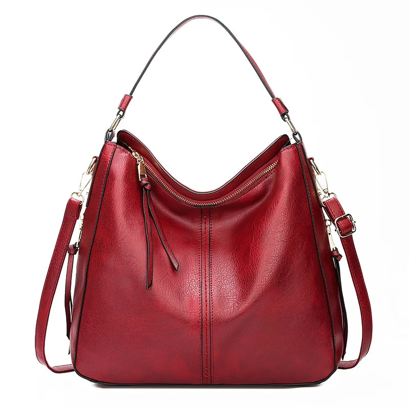 Faux Leather Large Vintage Hobo Tote – European Designer Crossbody & Shoulder Bag for Women