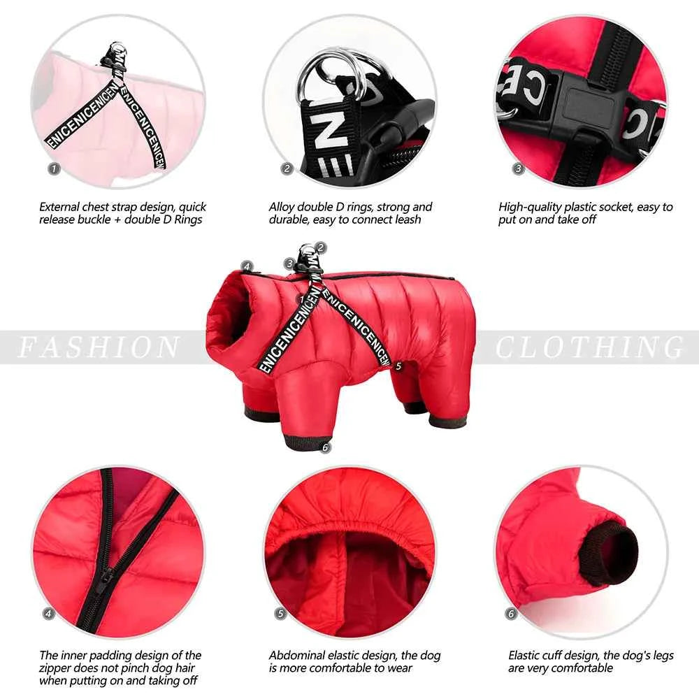 Waterproof Dog Jumpsuit – Heavy-Duty Winter Coat for Small, Medium & Large Dogs