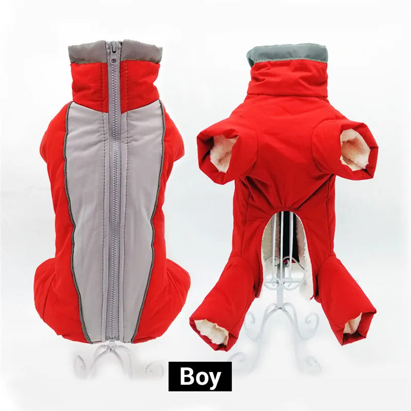 Reflective Dog Winter Jumpsuit – Waterproof Down-Fill Overalls for Small Dogs