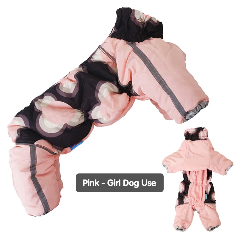 Puffer Dog Snow Suit – Full-Cover Belly Winter Overalls for Small Dogs (Boy & Girl)