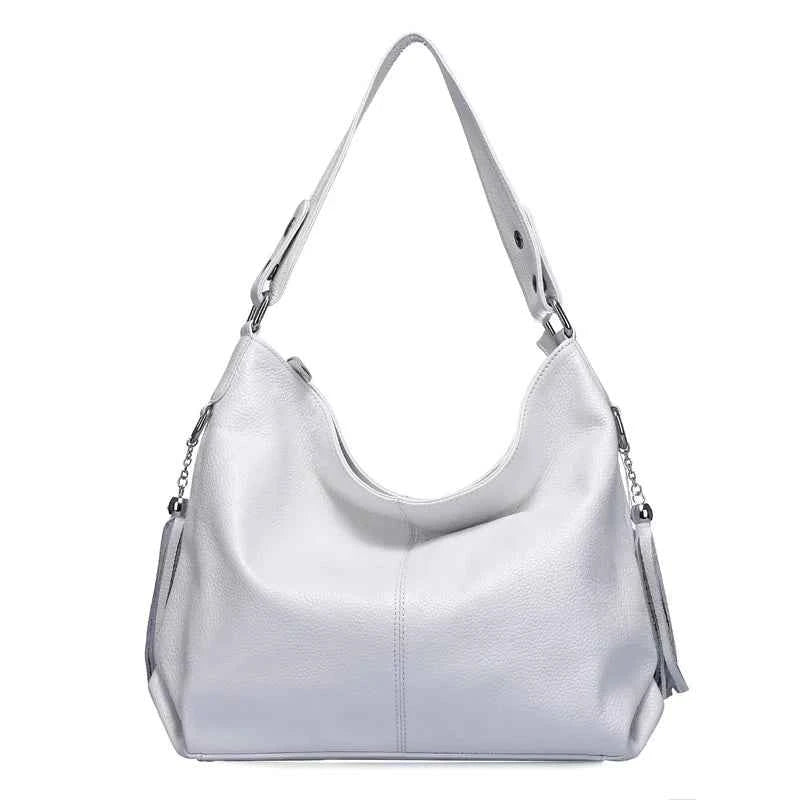 Soft Genuine Leather Tassel Hobo Bag – Elegant Women's Shoulder & Messenger Purse Satchel