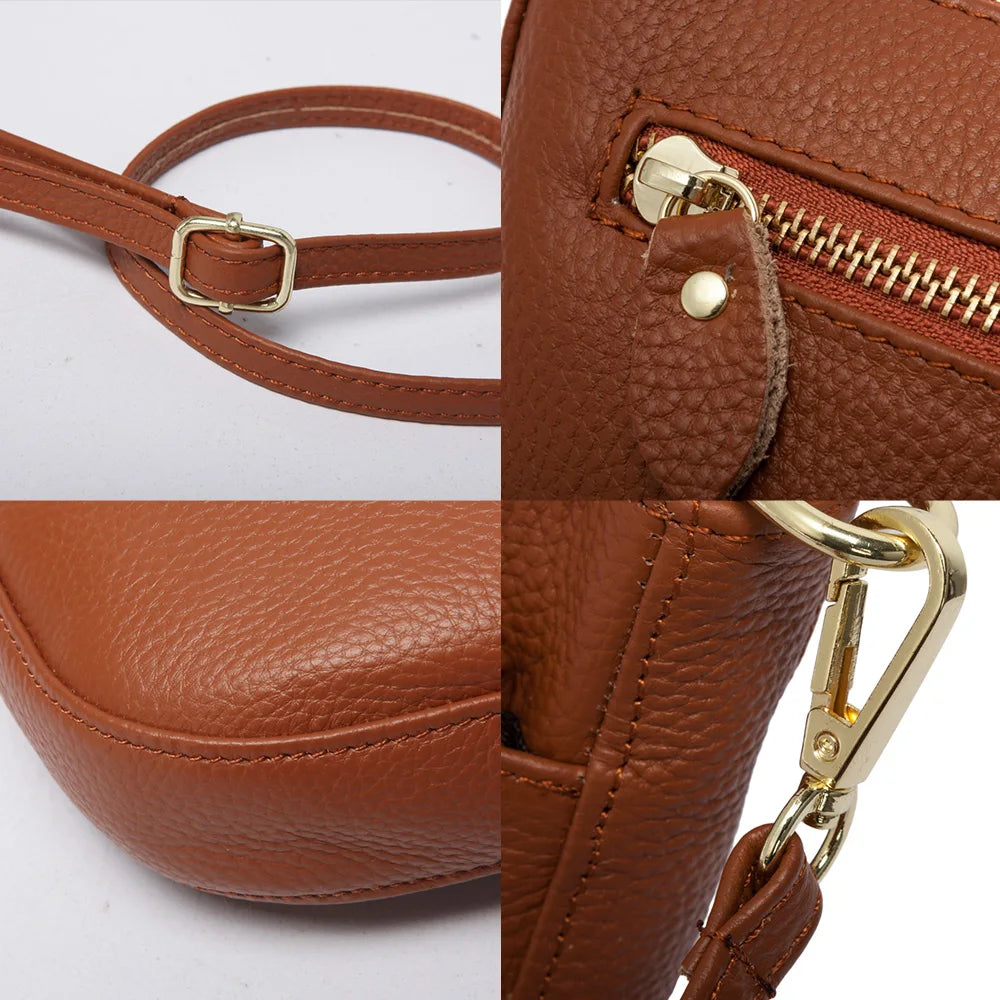 100% Genuine Leather Small Flap Crossbody Bag – Simple Women's Shoulder Purse & Messenger Wallet