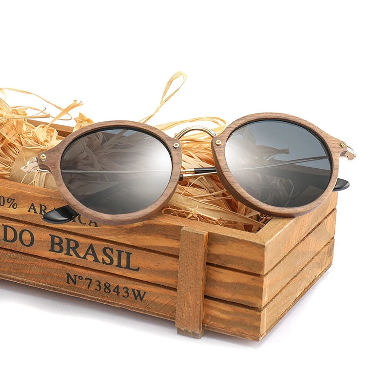 Ultralight Wooden Round Sunglasses