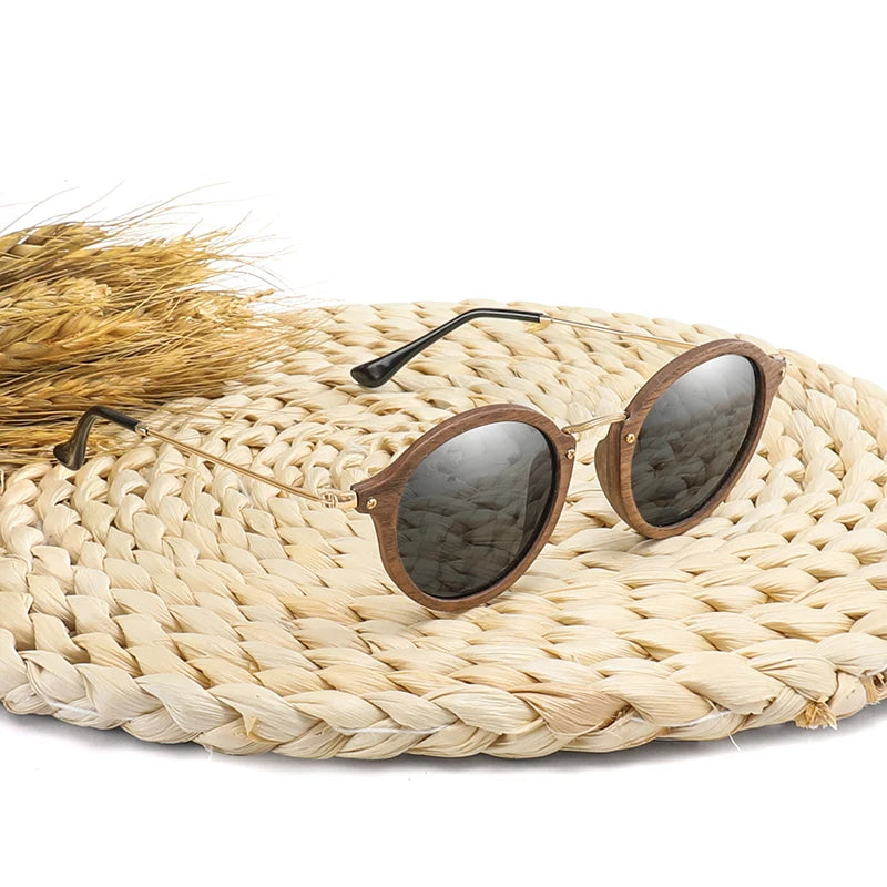 Ultralight Wooden Round Sunglasses